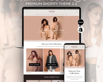 Feminine Shopify Theme | MeMe Boutique, Pink & White (Canva Templates)