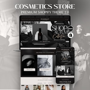 Shopify-tema 2.0 för lyxig parfym | Svartvit mall för elegant skönhet | Minimalistisk mörk butiksdesign