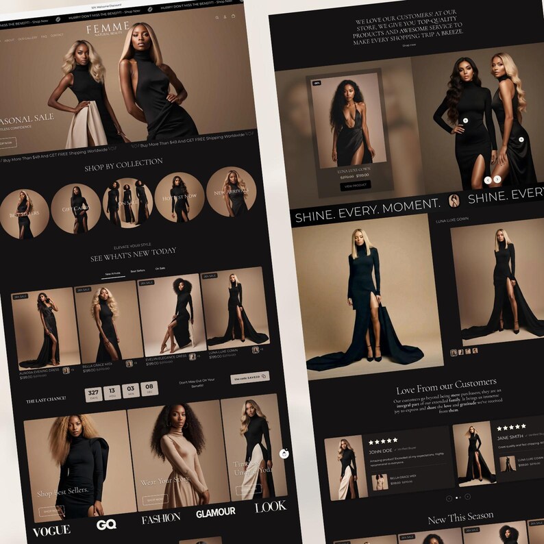 Clothing Shopify Theme 2.0 for Women's Streetwear Fashion & Beauty | Luxe Minimal Beige Black Template image 4