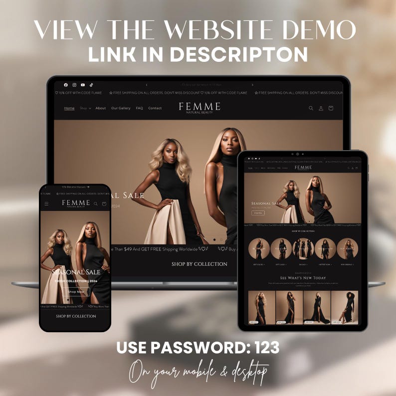Clothing Shopify Theme 2.0 for Women's Streetwear Fashion & Beauty | Luxe Minimal Beige Black Template image 2