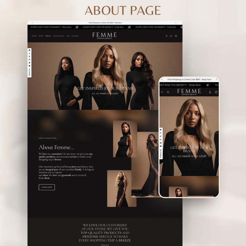Clothing Shopify Theme 2.0 for Women's Streetwear Fashion & Beauty | Luxe Minimal Beige Black Template image 12