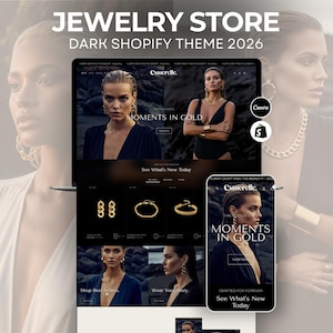 Dark Jewelry Shopify Theme 2.0 | Luxury Modern Website Template | Elegant High-Converting Shopify Design + 20 Instagram Posts