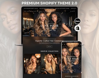 Tema Shopify 2.0 Beige Black para Pelucas y Extensiones de Cabello / Plantilla Minimalista de Lujo