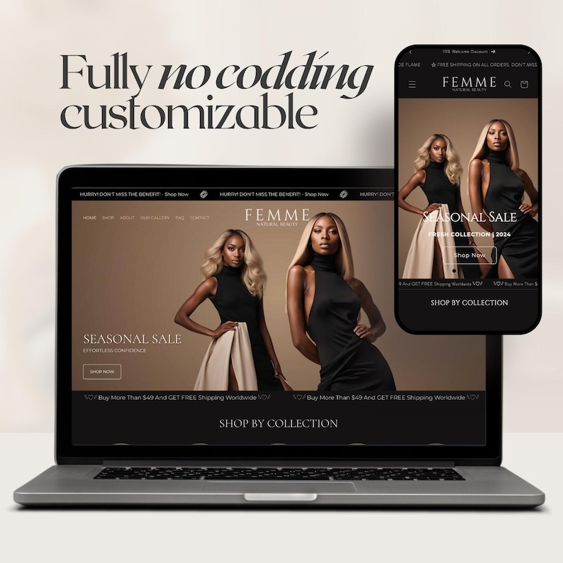 Clothing Shopify Theme 2.0 for Women's Streetwear Fashion & Beauty | Luxe Minimal Beige Black Template image 9
