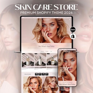 Soins de la peau roses, thème Shopify 2.0 | Modèle de site Web de Beauté féminine | Design Shopify épuré et moderne + 20 publications Instagram modifiables