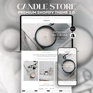 Tema Shopify 2.0 blanco y gris claro para tiendas de velas / Plantilla limpia y minimalista