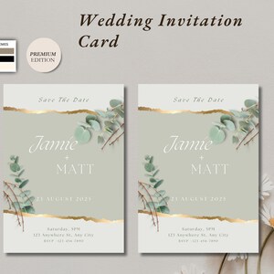 Conjunto de plantillas de invitación de boda, invitaciones imprimibles, papelería de boda DIY, tarjetas RSVP editables, guardar la fecha, descarga digital
