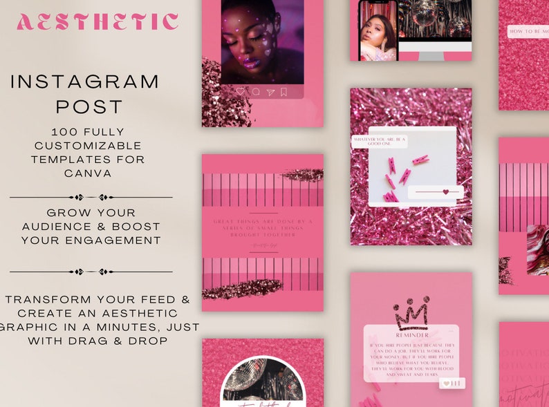 Pink Instagram Templates Canva, Colorful Bright Social Media Templates ...