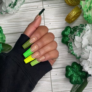 Luxurious Green French Tip Press On Nails | Sweater Style Press on Nails | Free Prep Kit