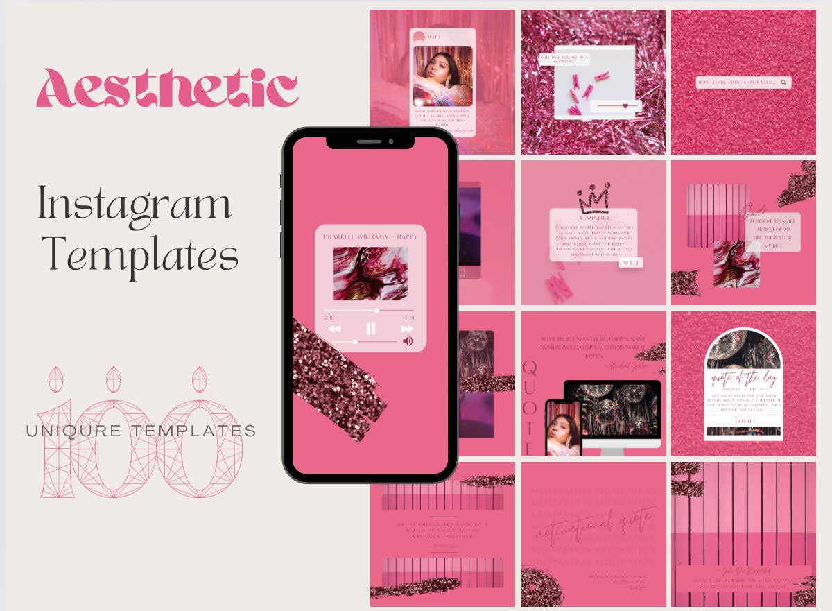 Pink Instagram Templates Canva, Colorful Bright Social Media Templates ...