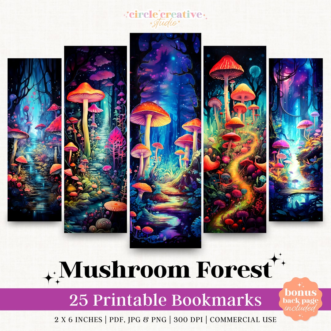 Fantasy Mushroom Forest Printable Bookmarks Bundle 25 PNG Bookmark ...