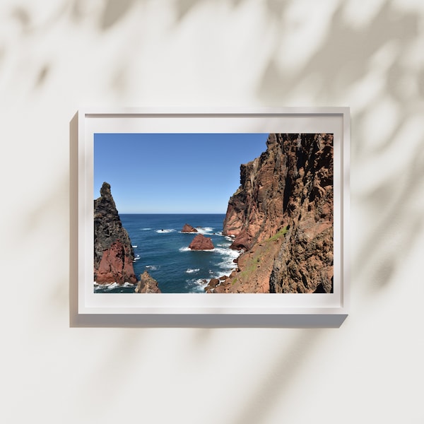 Atlantic Ocean, Portugal, Madeira, Farol da Ponta,  Coastal Art, Digital Print, Printable Art, Laptop Wallpaper, Nature Photography