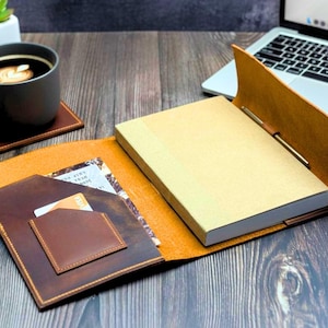 Leather Bound Notebook, Personalized Journal with Free Refillable Notebook, Christian Gift, Custom Leather, Employee Gift
