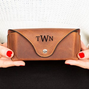 Personalized Leather Glasses Case: Handmade Full Grain Eyewear Protector