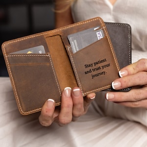 Regalo del día de San Valentín, Cartera delgada para hombre, Regalo único para él, Cartera delgada para novio, Cartera de bolsillo frontal