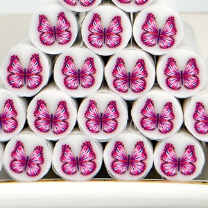 Hot Pink and Purple Butterfly Cane, Translucent Background, Unbaked Polymer Clay Cane