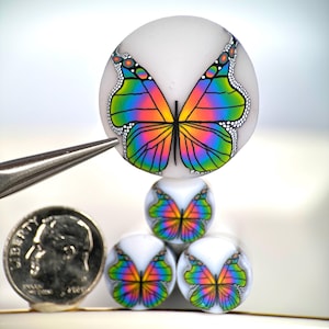 Pastel Rainbow Butterfly Cane, Happy Accident, Translucent Background, Unbaked Polymer Clay