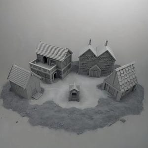 Medieval Little Town Houses Scene, Terrain Scenery for 18mm Miniatures Wargame, D&D Table Top Game 3D Printed and Paintable