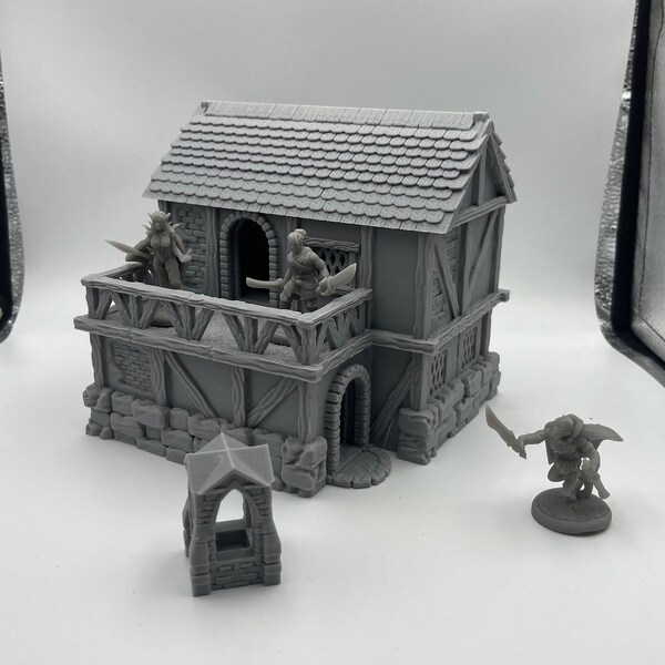 Village Houses Scene, Terrain Building Scenery for 28-32mm Miniatures Wargame, DnD Table Top Game 3D Printed and Paintable