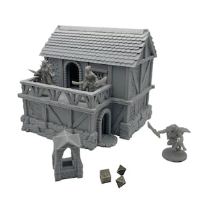 Village Houses Scene, Terrain Building Scenery for 28-32mm Miniatures Wargame, DnD Table Top Game 3D Printed and Paintable
