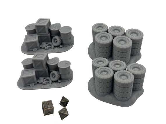 EnderToys Set Carichi E Barili In 3D - Terrain Scenery Per Wargame 28mm - 10 Pezzi Stampati In PLA (Verniciabili) - 4