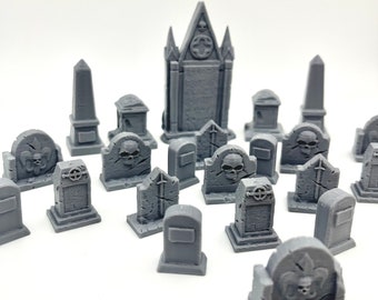 EnderToys Set Di 10 Lapidi In Plastica 3D: Scenario Per Wargame Con Miniature 28mm, Warhammer, D&D, Da Verniciare (RIP Gravestones)