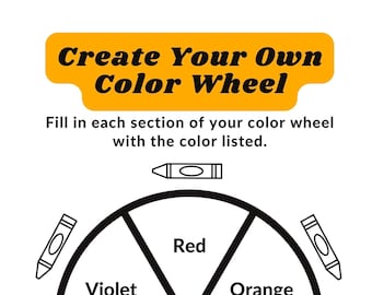 Create Your Own Color Wheel, Digital Download, Printable Coloring Sheet, Kids Activity, Color Theory
