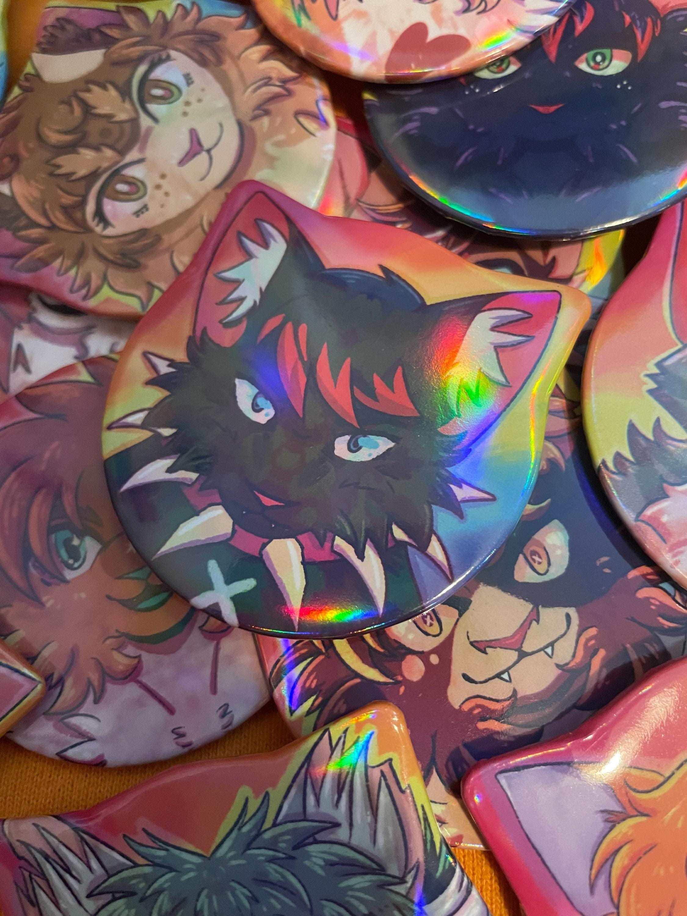 Battle Cats Rainbow Button Badges