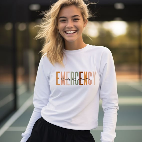 Emergency Nurse Long Sleeve for ER Nurse,Emergency Nurse Tee, Gift for RN,Grad Gift Nursing Shirts, Registered Emergency Nurse