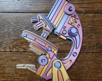 Lab Group Microscope 3D Printed Wallart Multicolor