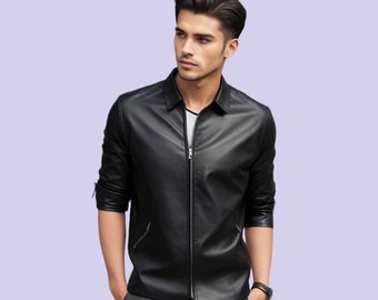 Handmade 100% Leather Men Jacket, Genuine Leather Black Men Jacket, Winter Jacket, Gift For Him