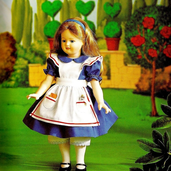 Vintage Doll Clothes PDF Pattern 14-25 inch Alice in Wonderland Sewing Adapting Pattern Dress Tutorial eBook Instant Download | English