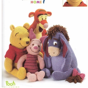 Vintage Crochet Pattern Winnie Pooh and Friends Tigger Eeyore Piglet eBook PDF tutorial Instant download Christmas gift ideas Stuffed Toys