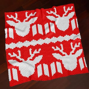 74x74&quot; X-Mas Ornament Blanket C2C CROCHET PATTERN PDF Red White Throw Christmas Crib Stroller Santa Afghan Corner-to-Corner Instant Download