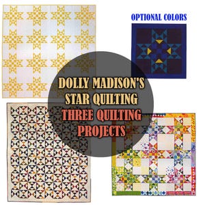 Vintage PATTERN 18&quot; Size Block 78&quot; Dolly Madison&#39;s Star Duvet | 59&quot;x71&quot; Scrappy Throw 60&quot; square Wall Hanging Décor PDF Instant Download