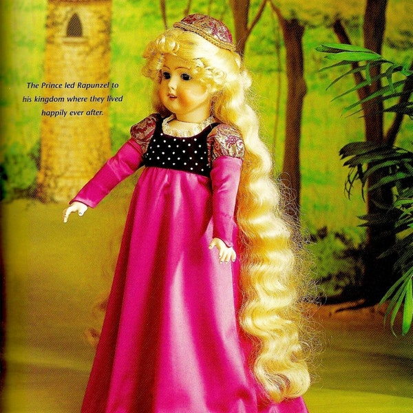 Vintage Sewing Pattern Rapunzel Doll Clothes Dress DIY PDF Tutorial Grimm's Fairytales 20-22 inch 51-56 cm How-to eBook Instant Download