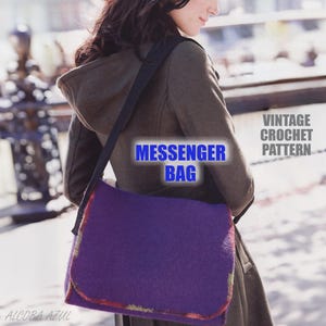 Messengertas met kamgaren vintage gehaakt PATROON pdf | Draagtas Courier Shoulder Man Murse Bolo Man portemonnee boekentas koffer Instant download