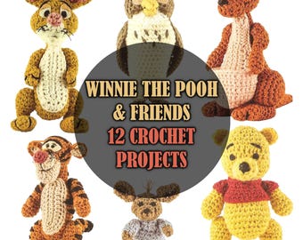 Vintage CROCHET PATTERN Winnie The Pooh & Friends eBook PDF | Tigger Eeyore Piglet Gopher Pooh's Hunny Pot Little Black Cloud Rabbit Kanga