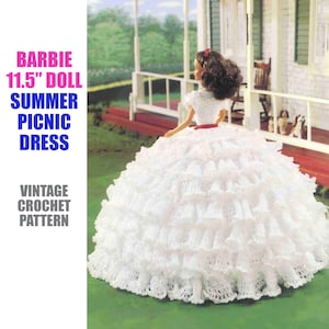 Vintage Leaflet Barbie Look 11,5 cala Doll Southern Belle Gown Szydełkowy WZÓR | Victorian Old South Summer Picnic Natychmiastowe pobranie pliku PDF