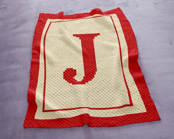 Initial Letter J Blanket Beginner C2C Crochet Pattern PDF