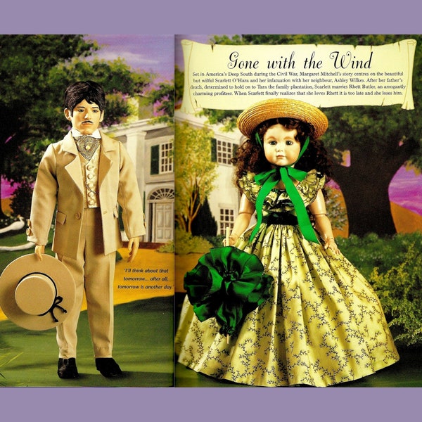 Vintage PDF Pattern Set Scarlett Rhett Gone with Wind Doll Clothes Dress Sewing Tutorial 23-25 inch 58-63 cm How-to eBook Instant Download