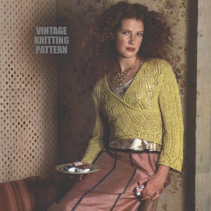 Women's Vintage Wrapped Lace Cardigan Knitting PATTERN PDF | Cropped Wrap Openwork Sweater Over any outfit Eyelet Details Instant Download