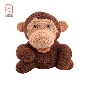 Orangutan Easy Amigurumi 8.5&quot; PDF Vintage CROCHET PATTERN | Monkey Stuffed Toy Indonesian Plushie Brown Ape Hug Softie Instant Download
