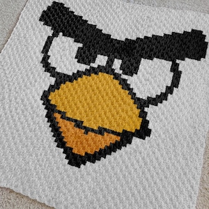 Patrón de crochet para manta de pájaro blanco C2C / Cuadrícula de 60 x 60 cuadrados de esquina a esquina PDF Decoración de dibujos animados Manta de intarsia Regalo para gamers Descarga instantánea