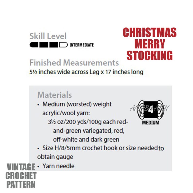 Vintage Merry Christmas Stocking PDF Crochet Pattern Colorful Square
