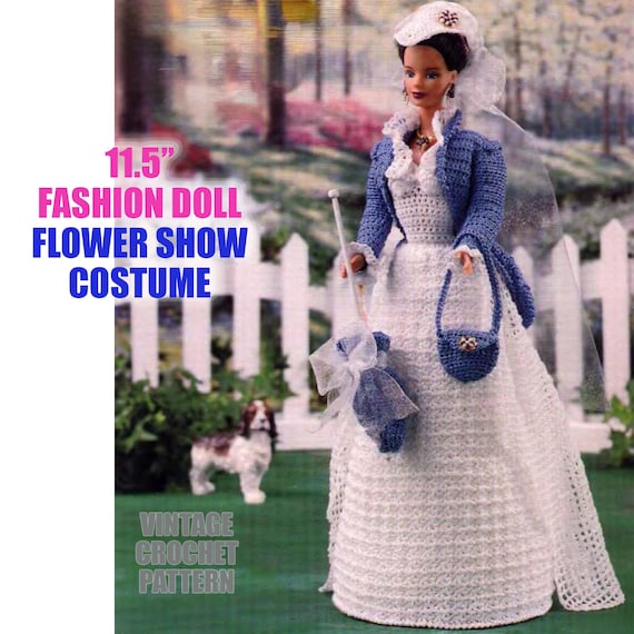 Patrón de crochet para vestido azul de exhibición de flores de muñeca de  moda victoriana vintage de 11,5 pulgadas Folleto de falda completa