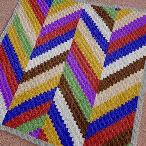 C2C Colorwork Herringbone Decke Häkelanleitung 60x60 Quadrat PDF | Kinderwagen Anleitung Baby Crip Überwurf Ecke-zu-Ecke Sofort Download