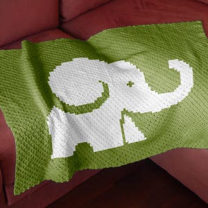 C2C Baby Elefant 90x70 Quadrate Decke Diagonal Häkelmuster | Ecke-zu-Ecke Tier Graphgan Intarsia Überwurf PDF Instant Download