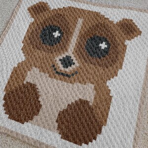 Patrón de crochet de manta de lémur lindo C2C de 60 x 60 cuadrados (PDF) / Gráfico de esquina a esquina con intarsia, diseño de animales en color, Graphgan, descarga instantánea