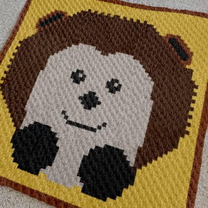 Patrón de crochet para manta de erizo pequeño (60 x 60 cuadrados) (PDF) / Cochecito de 78 cm, Graphgan de 89 cm, afgano de 127 cm con intarsia de esquina a esquina, descarga instantánea